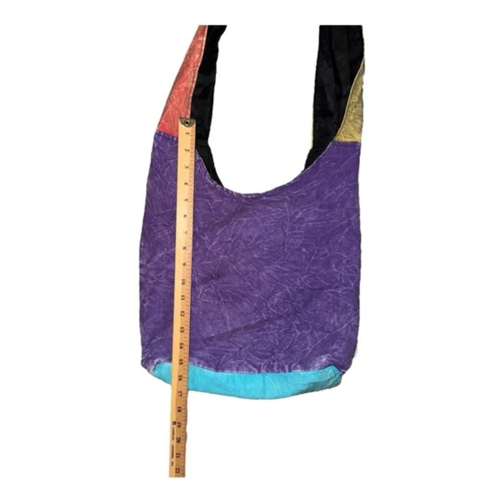 Boho Shoulder‎ crossbody satchel bag Boho Patchwork Multicolor Fringe Button
